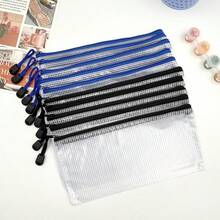 10个装透明铅笔盒，网状拉链文件袋，防水旅行收纳袋，适用于存放学习用品、账单、化妆品、文具和旅行配件，返校必备，铅笔盒，书包 - 10個(隨機顏色) - 查看 13