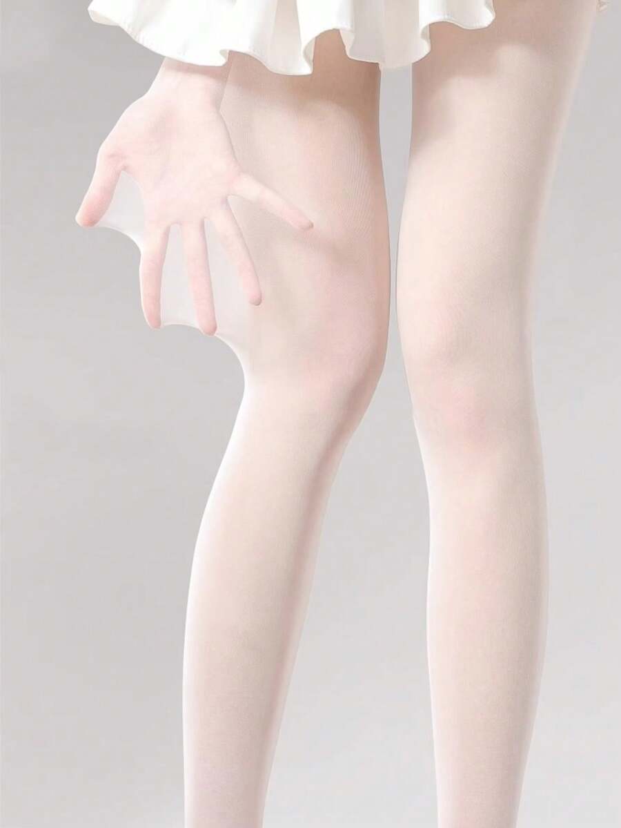 1双女士超薄白色面膜连裤袜，透明白色紧身裤，芭蕾舞鞋款式，夏季舒适 - 白色 - 查看 1
