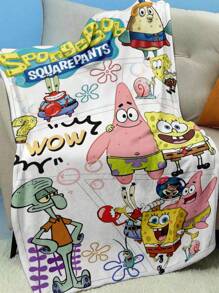 SPONGEBOB 1pc SpongeBob Printed Blanket - Warm Flannel, Multi-Color Digital Printing, All Season Tear-Resistant, Machine Washable, Suitable For Sofa, Bed, Office, Camping, Travel, Birthday And Holiday Gifts, Polyester Fiber, Holiday Gift | Retro Patchwork | Soft Flannel Material