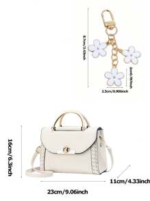 Borsa quadrata piccola da donna di colore unito, borsa a tracolla con manico superiore da donna, mini borsa a tracolla di moda, portafoglio da donna con decorazione fibbia