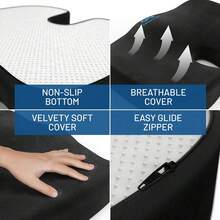 Doctor Recommended Foam Cushion Office Chairs & Car - Ergonomic Office Desk Accessories - Cushions Tailbone Pain Relief, Sciatica (Black Upgraded, Large) - 03. 黑色冷卻凝膠 - 查看 8