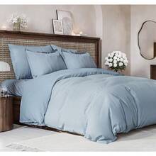 Cover Queen Size Set - Extra Soft Queen Size Duvet Cover 90 X 90 With 2 Pillow Shams - Hotel Luxury Easy Care And Fade Free W/ Zipper Closures & Ties - Breathable Bedding Set (Light Sage Green) - 24 - 混色藍(無被子) - 查看 11