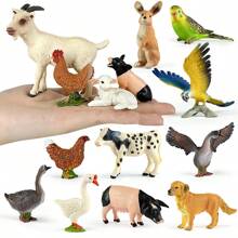 Realistic Farm Animal Figurines Toys Set, Plastic Learning Educational Playset Animal Themed Party Supplies For Easter Egg Birthday Christmas,Farm World - Pig, Goose, Chicken, Duck, Dairy Cow, Donkey, Water Buffalo, Sheep, Rabbit, Dog, Cat, Parrot Farm Animal Toys For Kids Girls Boys Ages 3+