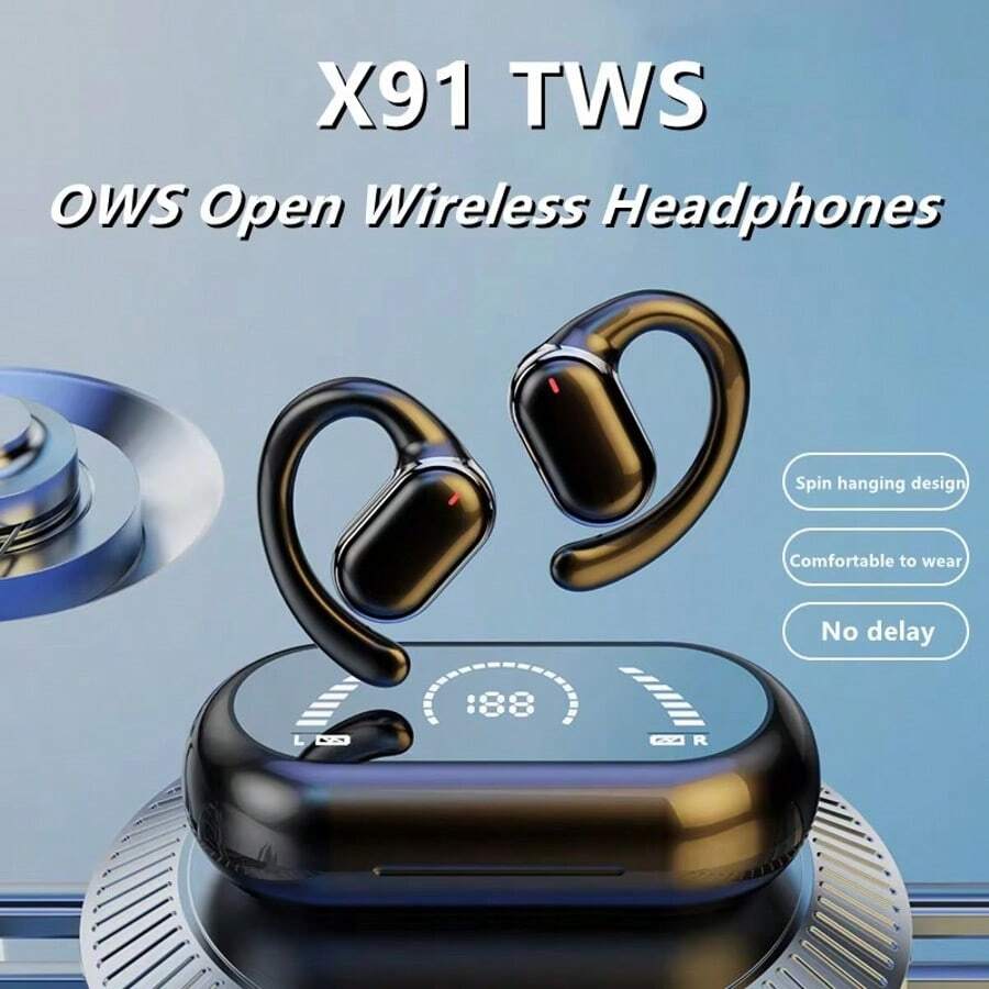 原装 X91 OWS 耳挂式耳机蓝牙 5.3 低延迟游戏运动耳机 HiFi 立体声降噪耳塞 - 多色 - 查看 1