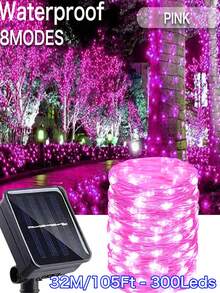 1 件太阳能灯串，50LED/100LED/300LED 太阳能星空灯串，8 种功能，室内外防水铜线仙女灯 7M/12M/22M/32M，多色选择，适合圣诞节、情人节、母亲节、节日送礼、婚礼告白、花园露台、草坪树枝、庭院小径、走廊装饰 - 彩色 - 查看 13