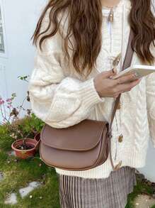 Nuevo bolso bandolera cruzado de estilo silla de montar de color contrastante, bolso pequeño vintage versátil para debajo del brazo