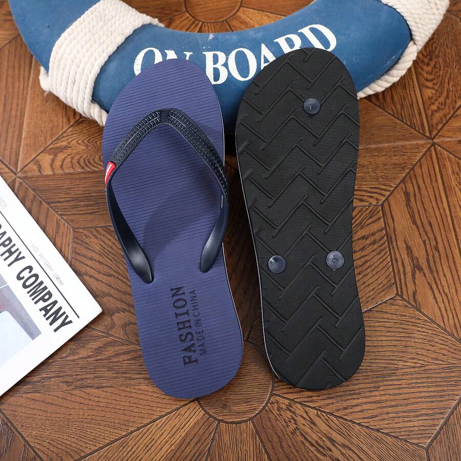 High-End Comfortable Flip Flops With Anti-Slip, Anti-Odor, Thick Sole Rubber Beach Slippers For Men - Blue - View 1