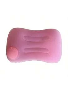 1 pieza Almohada lumbar inflable cómoda, tela de felpa, adecuada para coche, viaje, avión, exterior, siesta, respaldo