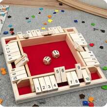 1 Juego de Mesa de Madera, Juego de Mesa Digital Clásico de 4 Paneles con Volteo, Apto para 2-4 Jugadores para Participar al Mismo Tiempo, Simple y Divertido para Fiestas Familiares, Adecuado para Juegos de Mesa de Adultos, Regalos de Halloween y Navidad