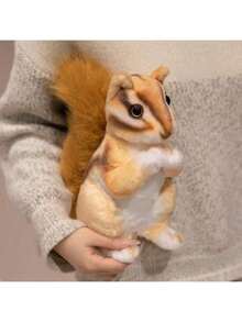 Keylingwd 超逼真的松鼠毛绒玩具 - 栩栩如生的 12 英寸填充动物，带有柔软的皮毛，适合儿童野生森林生物玩偶、圣诞树装饰和舒适的家居装饰（教育礼物、派对礼物、办公桌装饰） - 彩色 - 查看 10