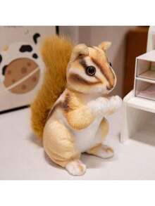 Keylingwd 超逼真的松鼠毛绒玩具 - 栩栩如生的 12 英寸填充动物，带有柔软的皮毛，适合儿童野生森林生物玩偶、圣诞树装饰和舒适的家居装饰（教育礼物、派对礼物、办公桌装饰） - 彩色 - 查看 6