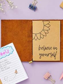 1 | 3 | 6 Pack A6 Kraft Soft Cover Notebooks, Flat Sewn Binding & Cover Quotes - Mini Notebooks For Writing, Travel Journal & Teacher Supplies (4 X 5.75inch Notebooks) - Multicolor - View 4