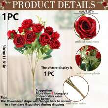 1PC/3PCS Artificial Flowers Tea Roses Silk Bouquets Fake Plants For Spring Autumn Decorations,Wedding Vase For Home, Dining Room,Bathroom,Kitchen, Bedroom Decorations, Mother's Day,Festival Birthday Party Accessories, Outdoor Garden Decorations