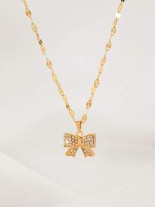Bow Charm Necklace, Suitable For Daily Wear - Gold 6 - View 2
