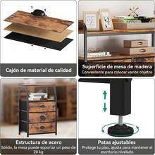 SAFONUS Buros para recamara, Burós Mesa de Noche con 4 cajones y Estante de 2 Niveles, Organizador de Tela para vestidor para Dormitorio, Armario, Pasillo, guardería, Mesa Auxiliar, Mueble Lateral - Marrón - Ver 6