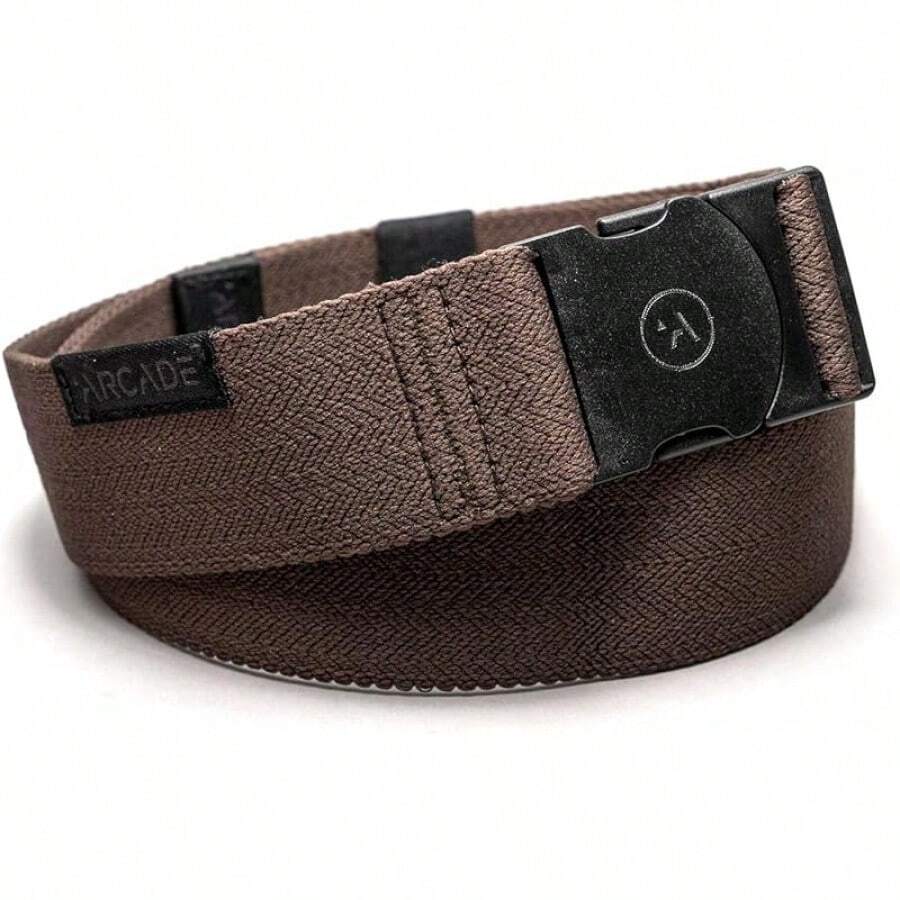 The Original Unisex Adventure Belt, Heavy Duty Elastic Webbing, Non-Metal Travel Friendly Buckle - Brown - View 1