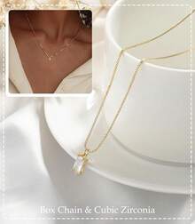 FUNEIA Women 14K Gold Plated Emerald Birthstone Necklace Women Mothers Dainty Gold Necklace Blue Green Cubic Zirconia Pendant Necklace Birthday Gifts Women Jewelry - 04. 四月(鑽石) - 查看 3