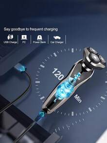 MIGUAN 1 Pc Electric Razor | Men's USB Rechargeable, Portable Shaver With Nose Hair Trimmer , Stainless Steel Blades For Smooth Shaving, Ergonomic Design, Fast Charging, Long-Lasting Battery, Easy To Clean - Multicolor - View 4