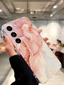 1 Stück modische Marmorstruktur Soft Clear Handyhülle kompatibel mit Samsung Galaxy A04e/12/A13/A14/A34/A50/A52/A53/A54/S21/S22/S23/S24/S25/S25 Ultra - Transparent - Übersicht 6