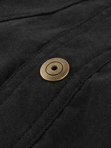 LEDUNTINO [Printemps/Été] Veste cargo mode homme, sport, unie, à carreaux, manches longues, chemise homme printemps automne, col, bouton, poches à rabat, mode et polyvalente, parfaite pour l'extérieur et les déplacements, cadeau idéal pour le petit ami ou le mari Noir - Noir - Voir 6