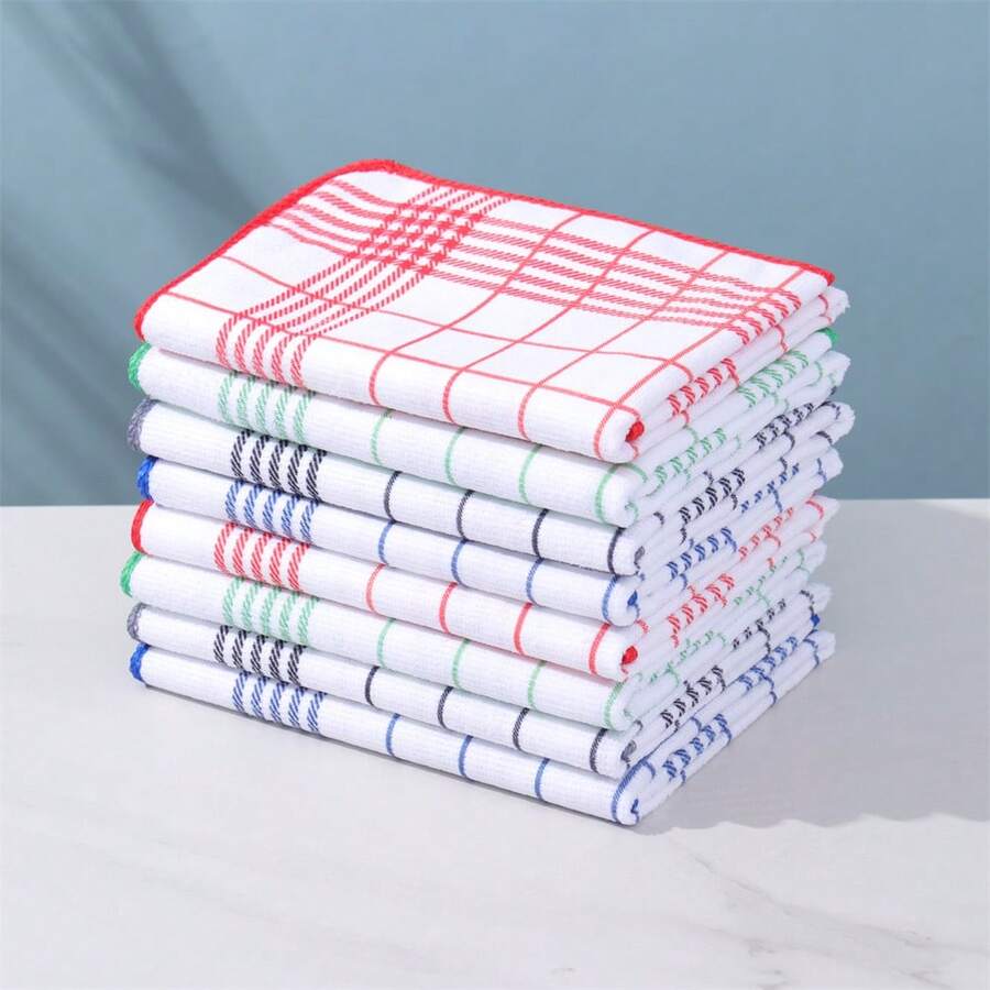 4/8 piezas Servilletas a cuadros rojos y azules estilo europeo, Toallas de cocina estilo Ins