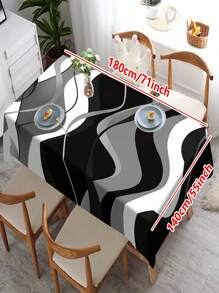 1/20 Stück Schwarz-Weiß Tischdecken, rechteckige Speise- und Kaffeetisch Tischdecken, 3D Optische Effekte, 2D bedruckte Tischdecken, Hochzeitstisch Dekorationen, Heim Dekorationen, geeignet für Picknicks, Camping, Hochzeiten, Geburtstagsfeiern