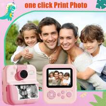 Kinderen camera instant camera, 180° roterende selfie lens print en digitale camera muziekspeler, geniet van de muziek tijd, idee cadeau voor kinderen, kan app verbinding printen, het is zowel een camera en een printer met 2 rollen papier