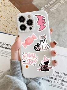 50pcs Pink Halloween Stickers Birthday Gift Birthday Decoration Graduation Season Gift For Handbook Journal Book Mug Fridge Skateboard Guitar IPad Decoration Material Stickers Wall Stickers Room Decor Wall Decor Wall Sticker Personalised Stickers Halloween Decor Home Decor Fall Decor
