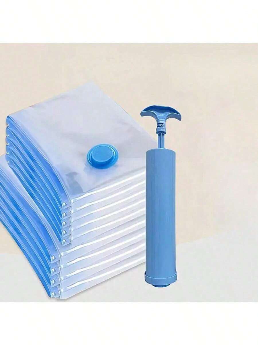 9-1 件/套真空压缩收纳袋，适用于旅行、衣柜整理器、多功能衣物压缩袋、透明旅行收纳袋，适用于床上用品、被子、衣服，非常适合居家、露营，也是送给父母、配偶的礼物