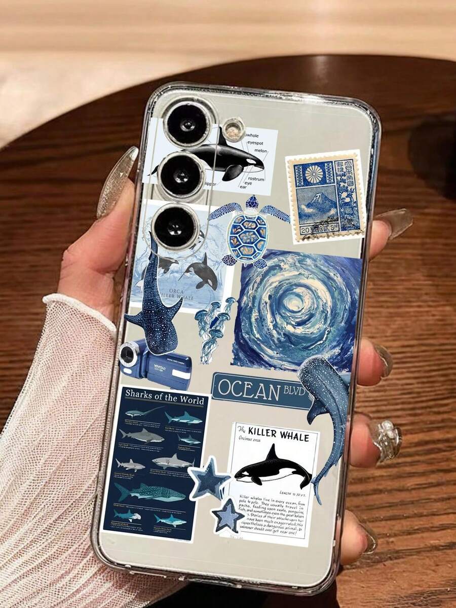 1个蓝色海洋杀手软壳手机壳，兼容 17/17 Air/17 Pro/17 Pro Max、荣耀、红米、三星Galaxy A04e/12/A13/A14/A34/A50/A52/A53/A54/S21/S22/S23/S24/S25/S25 Ultra、6A/7A/8A、12T/13T - 無色 - 查看 1