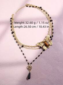 1pc Stylish, Exquisite, Elegant, Luxurious, Versatile, Unique, Shiny Butterfly & Heart Layered Pendant Necklace, For Women, Daily, Party, Commute, Holiday, Festival