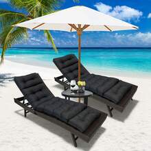 Outdoor Folding Lounger Chair Cushion Recliner Rocking Chair Sofa Mat Chair Cushion For Yard Patio Beach Pool Deck For Outdoor Folding Chaise Lounge Chair Cushion For Beach Sunbathing Patio - 黑色 - 查看 1