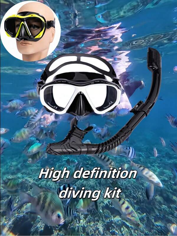 Schnorchelausrüstungs-Set: Schnorchelmaske & Atemrohr, Trockenschnorchel, beschlag- und wasserdichte Schwimmbrille für Damen und Herren, professionelle Schwimmbrille mit UV-Schutz, geeignet für Küstenreisen, Schwimmbad, Wassersport