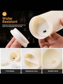 4pcs/12pcs/24pcs Flameless LED Pillar Candles, Battery Operated Flickering Candle Lights For Home, Wedding, Party, Holiday Decoration With 10-Key Remote Control And 24-Hour Timer - Màu be - Xem 6