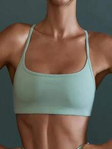 Yoga Bra Women's Back Fitness Quick Dry Breathable Nude Sports Bra Fitness Running Sports Bra Small Sling - 綠色 - 查看 3