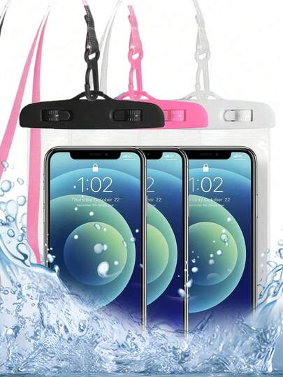 3pcs Waterproof Phone Pouch, Touch Screen Portable Sealed Bag For Swimming, Beach, Pool, Suitable For Swimming, Rafting, Vacation, Sports, Students And School Pool