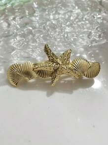 Metal Ocean Series Starfish Shell Clip, Simple Versatile Hair Accessory For Ponytails & Updos,Hair Clips,Hair Barrettes Claw Clips