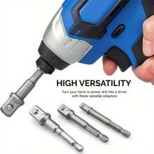 8pcs/Set Electric Socket Wrench Adapter With Beads, Square Head 1/2 1/4 3/8 Hex Handle Socket AD Connecting Rod