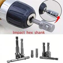 8pcs/Set Electric Socket Wrench Adapter With Beads, Square Head 1/2 1/4 3/8 Hex Handle Socket AD Connecting Rod