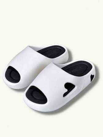 Women's Platform House Slippers 2020-2025 New Anti-Slip, Anti-Odor Heart Decor Indoor/Outdoor Wear, Soft Sole Bathroom Shower Slipper, Summer