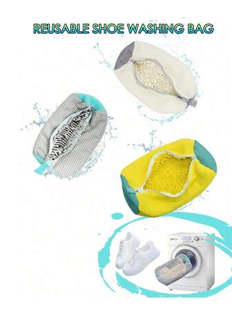 1/2 stycken tvättpåsar för sko, skyddande skopåse för tvättmaskin, förhindrar deformation