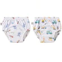 4 pièces Culottes de propreté pour garçons et filles, sous-vêtements d'entraînement conçus, couches d'apprentissage en tissu pour bébé, couches lavables et réutilisables, couches à poche respirantes et imperméables, en matière de polyester, convient aux bébés garçons et filles - Conception d'impression creuse