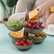 1 Stück 2-stufige abnehmbare Obstplatte, europäischer Stil stapelbare Obstschale, Haushalt Wohnzimmer Teetisch Snack Süßigkeiten Organizer Platte