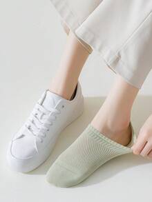 1/5 Pairs Random Spring/Summer Women Thin Solid Color Invisible Non-Slip Breathable Mesh Absorb Sweat Casual Home Sports Boat Socks - Multicolor - View 4