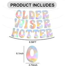 1Set Iridescent Glitter Older Wiser Hotter Banner -NO DIY - Pre-Strung Birthday Banner Decoration For 16th 18th 21th 30th 40th 50th 60th 70th 80th Or Any Birthday Party Women Funny Cute Birthday - Color - View 3