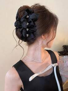 1 件大号花卉图案发夹，适合日常休闲佩戴时尚发饰优雅发夹