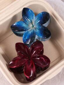 2 女士简约风格酒红色渐变亚克力花朵夹，用于后脑勺发髻，半绑发饰，装饰性发夹，日常佩戴配饰，优雅百搭的头饰，适合节日和日常使用发夹发夹发夹发夹 - 彩色 - 查看 1