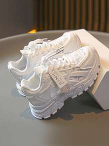 Spring/Autumn Mesh Low Top Sports Shoes, Solid Color Stylish & Cool, Suitable For Daily Wear, Adjustable Hook&Loop Easy On-Off, Campus/Student, Children Sports Shoes