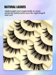 Asiteo 5 Pairs Exaggerated Cartoon Style False Eyelashes - Reusable, Transparent Stem, Pointed Tip Design, Anime Style, Natural Makeup Effect, Lightweight And Flowy, Japanese Inspired False Lashes, Suitable For Cosplay And Daily Makeup - Easy To Wear And Remove, Durable And Comfortable - 尖尾漫畫款 - 查看 3