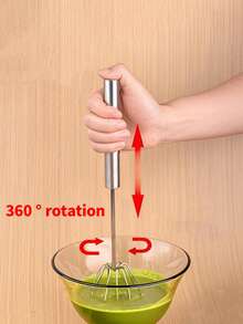 1 件不锈钢打蛋器，Digead 手推式旋转打蛋器，烹饪用打蛋器，手推式搅拌器，用于混合、打发、搅拌和搅拌（12 英寸）